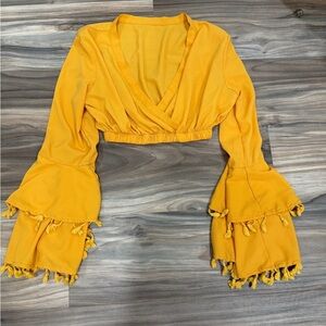Yellow Bell Sleeve Crop Top